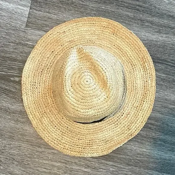 NWT J.Crew Wide Brim Foldable Raffia Straw Hat Size S-M